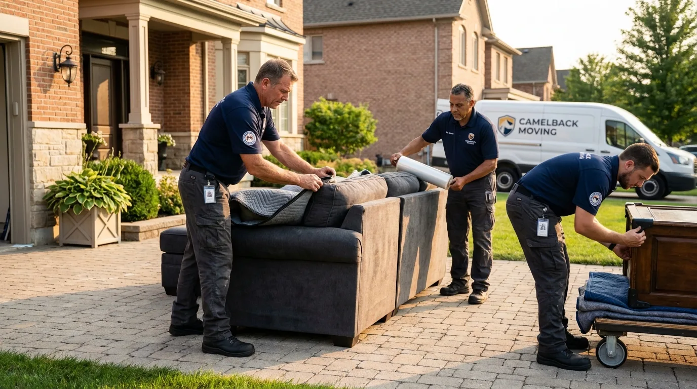 Large estate moving crew wrapping furniture in Absecon, NJ