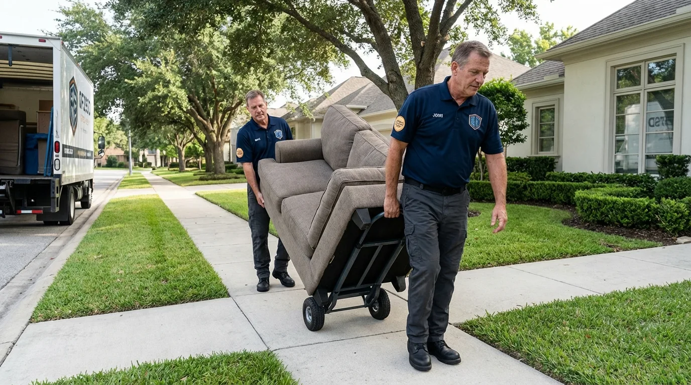 Local residential moving crew loading furniture in Absecon, NJ