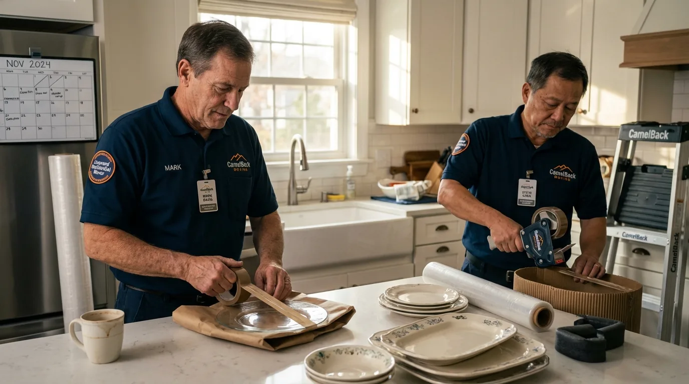 Professional crew packing kitchen dishware in Absecon, NJ